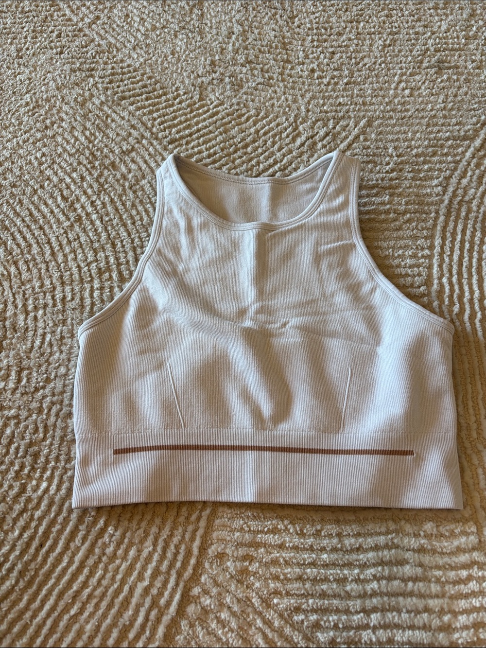 lunya White Ribbed High-Neck Cropped Tank